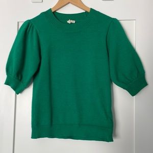 Moth Anthropologie Green Puff Sleeve Sweater Sz S